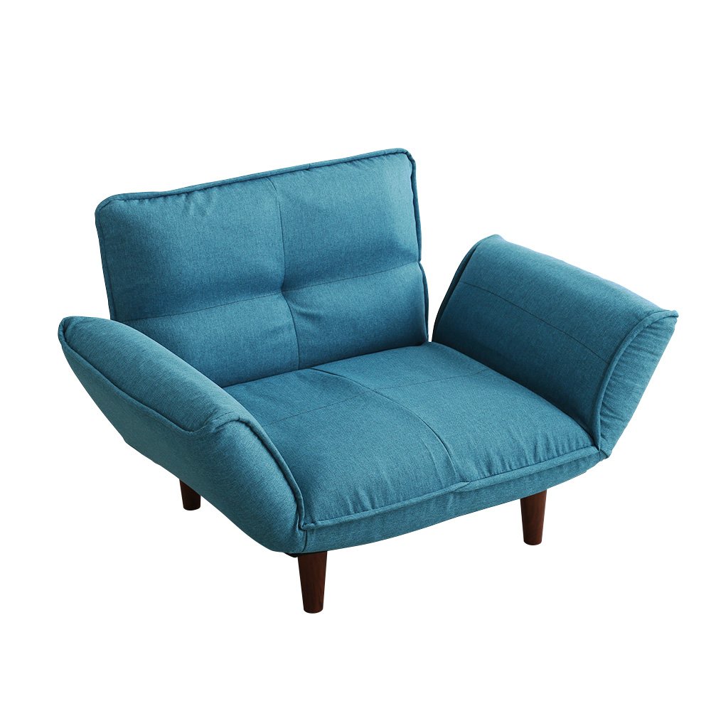 美品】リクライニングカウチソファ ターコイズブルー